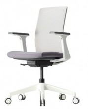  A Two White Mesh Back Chair, Synchro, Gas Lift, Seat Slide, Black Fabric. 120 Kg